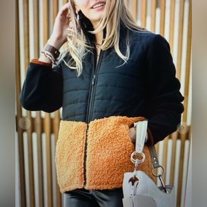 Black and orange Sherpa full zip